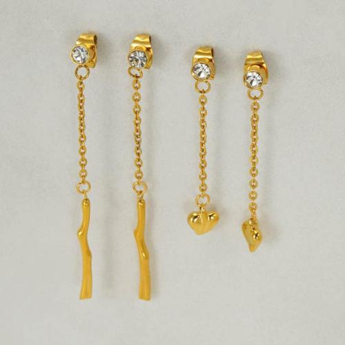 Boucle d'oreille goutte inox, Acier inoxydable 304, Placage, styles différents pour le choix & pour femme & avec strass, plus de couleurs à choisir, Vendu par paire