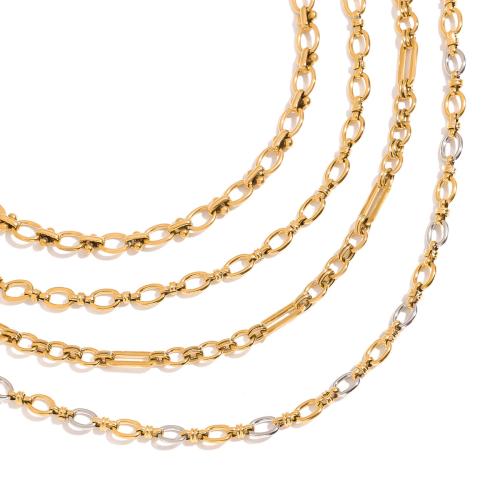 Stainless Steel Chain Necklace, 304 Stainless Steel, 18K gold plated, fashion jewelry & for woman 