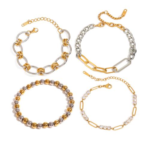 Bracelets en acier inoxydable, Acier inoxydable 304, Placage, styles différents pour le choix & pour femme & deux tons, Vendu par PC