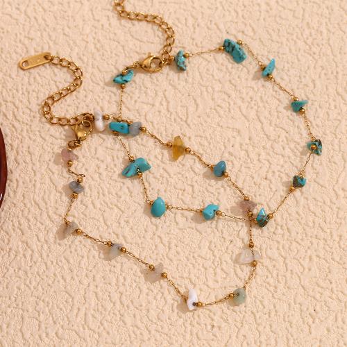 Bracelets en acier inoxydable bijoux, Acier inoxydable 304, avec Gravier naturel, Plaqué or 18K, bijoux de mode & différents matériaux pour le choix & pour femme, Vendu par PC