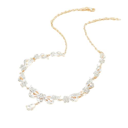 Strass Zink Legierung Schmuck Set, Zinklegierung, mit Glas, plattiert, 2 Stück & Modeschmuck & mit Strass, gemischte Farben, verkauft von setzen