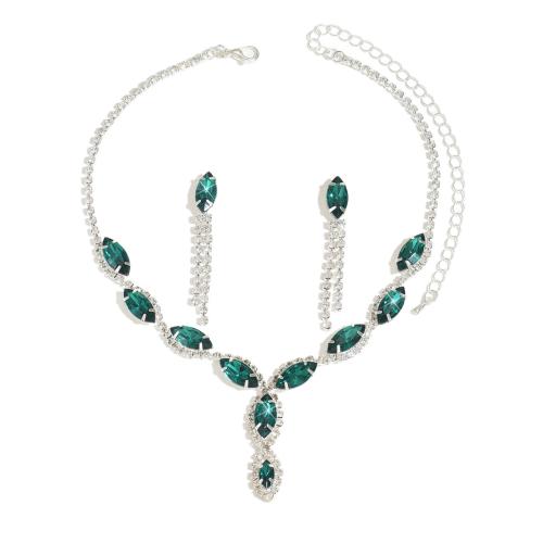 Ensembles-cadeaux bijoux, strass, avec verre, Placage, 2 pièces & bijoux de mode & avec strass, plus de couleurs à choisir, Vendu par fixé