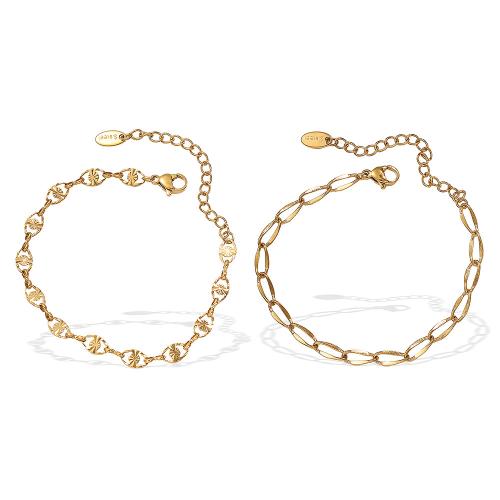 Titanium Steel Bracelet & Bangle, gold color plated, fashion jewelry, golden 