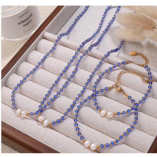 Ensemble de bijoux en acier de titane, Acier titane, avec perle de plastique, Placage, bijoux de mode & styles différents pour le choix, plus de couleurs à choisir, Vendu par fixé