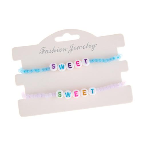 Glas Armband-Set, mit Acryl, handgemacht, unisex & Imitation Katzen Auge & mit Brief Muster, Zufällige Farbe, Länge:ca. 7 ZollInch, verkauft von setzen[