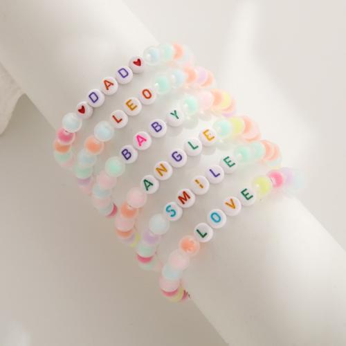 Acryl Armband, handgemacht, mit Brief Muster & für Frau, Zufällige Farbe, Länge:ca. 7 ZollInch, verkauft von PC