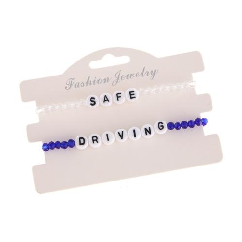 cristal bracelet, avec Acrylique, fait à la main, 2 pièces & unisexe & styles différents pour le choix & avec le motif de lettre Environ 7 pouce, Vendu par fixé