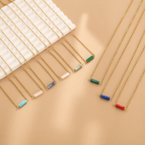 304ステンレススチール ネックレス, とともに 天然石, とともに 2inch エクステンダチェーン, 円柱型, ゴールドメッキ, ランダムに送信 & 女性用, 長さ:約 18.1 インチ, 売り手 パソコン