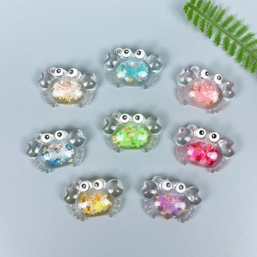 Pendentif bijoux acrylique, crabe, goutté d'époxy, envoyé au hasard & DIY & lumineux, couleurs mélangées Vendu par PC