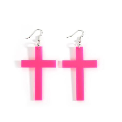 Acrylic Drop Earring, with Zinc Alloy, Cross, fashion jewelry & for woman 