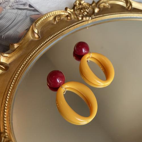 Resin Drop Earring, with Zinc Alloy, Geometrical Pattern, vintage & for woman 