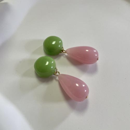 Zinc Alloy Drop Earring, with Resin, Teardrop, vintage & for woman 
