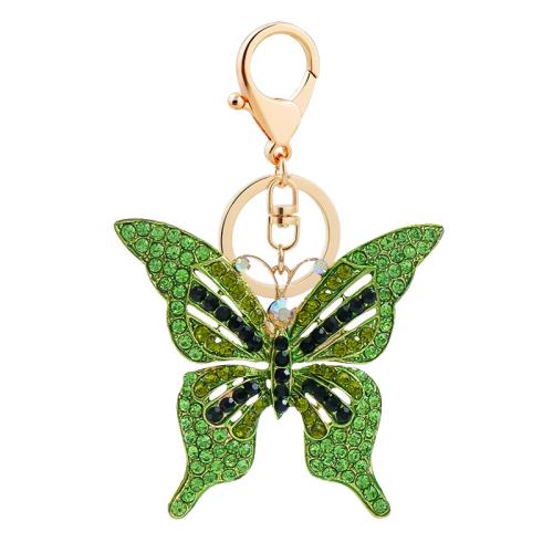 Zinc Alloy Key Clasp, Butterfly, gold color plated, Unisex & enamel & with rhinestone 