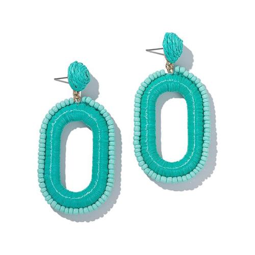 alliage de zinc Boucle d'oreille goutte, avec Rafidah+Grass & Seedbead, Motif géométrique, fait à la main, Style bohème & pour femme & creux, plus de couleurs à choisir, 50mm, Vendu par paire
