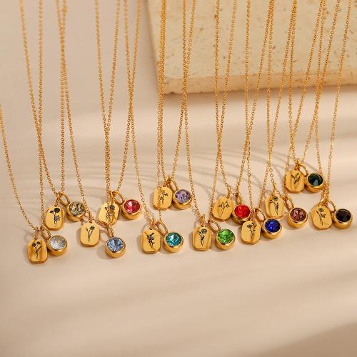 ステンレス鋼のジュエリーネックレス, 304ステンレススチール, ゴールドメッキ, ライン石のある, 無色, 売り手 パソコン