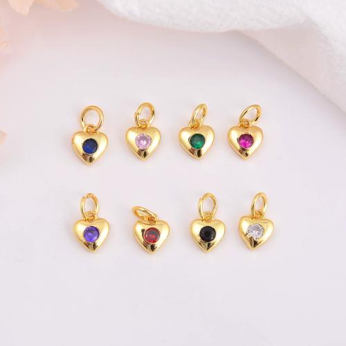 Enamel Stainless Steel Pendant, 304 Stainless Steel, Heart, gold color plated, DIY & micro pave cubic zirconia 