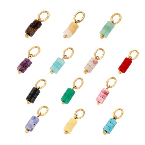 Pendentif bijoux de pierre gemme, Acier inoxydable 304, avec Pierre naturelle, Placage de couleur d'or, DIY, plus de couleurs à choisir, Vendu par PC