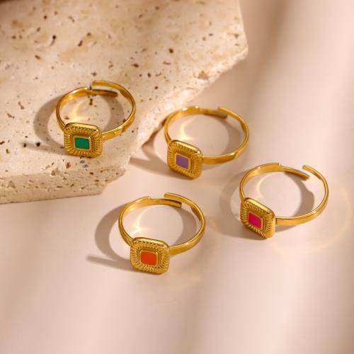 Émail Bague en Acier inoxydable , Acier inoxydable 304, Placage de couleur d'or, bijoux de mode & émail, plus de couleurs à choisir, Vendu par PC