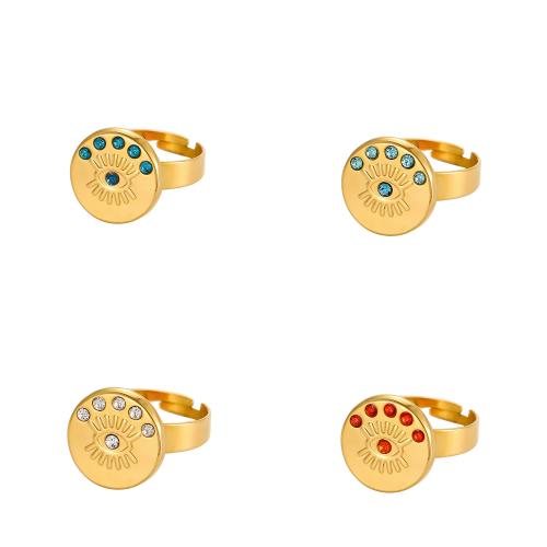 Pierre précieuse bague en acier inoxydable, Acier inoxydable 304, avec Pierre naturelle, Placage de couleur d'or, bijoux de mode, plus de couleurs à choisir, Vendu par PC