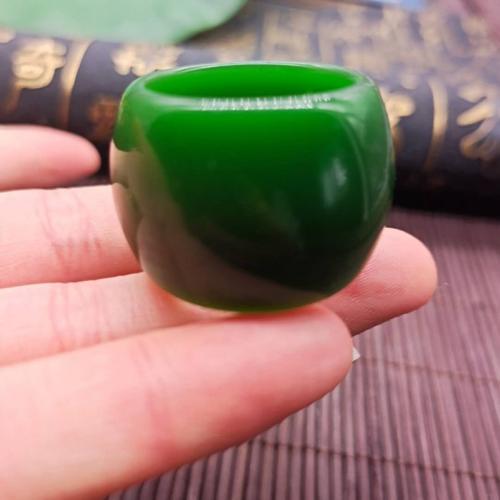 Gemstone Finger Ring, Hetian Jade, fashion jewelry, green, inner diameter is approximately 22-23mm [