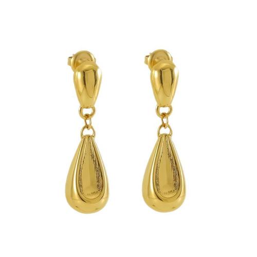 Boucle d'oreille goutte inox, Acier inoxydable 304, larme, Plaqué or 18K, bijoux de mode & pour femme, Vendu par paire