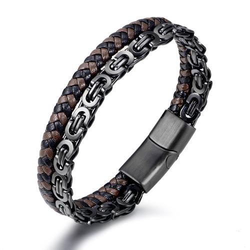 Rindsleder-Armbänder, 304 Edelstahl, mit Kuhhaut, plattiert, Doppelschicht & Modeschmuck & für den Menschen, keine, verkauft von PC