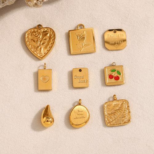 Pendentifs en acier inoxydable émail, Acier inoxydable 304, Plaqué or 18K, DIY & styles différents pour le choix, Vendu par PC
