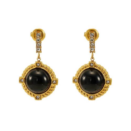 Boucle d'oreille goutte inox, Acier inoxydable 304, avec résine, Plaqué or 18K, bijoux de mode & pour femme & avec strass, plus de couleurs à choisir, Vendu par paire