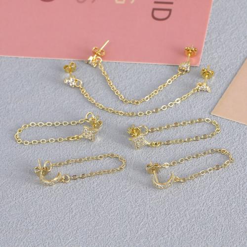 真鍮ダングル ピアス, 銅, ゴールドメッキ, 異なるスタイルを選択 & 女性用 & ライン石のある, 売り手 ペア