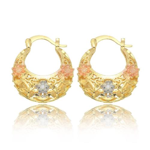 Boucle d'oreille en goutte de laiton, Placage de couleur d'or, bijoux de mode & pour femme & creux, Vendu par paire