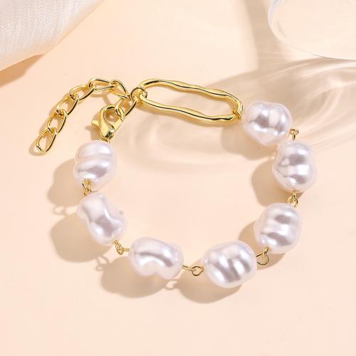 Plastik Perlen Armbänder, Kunststoff Perlen, mit Eisenkette, goldfarben plattiert, Modeschmuck & verschiedene Größen vorhanden & verschiedene Stile für Wahl & für Frau, verkauft von PC