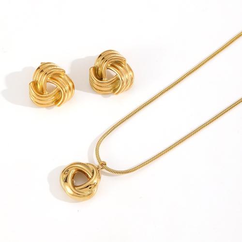 Conjuntos de joyería de acero inoxidable, acero inoxidable 304, chapado, diferentes estilos para la opción & para mujer, dorado, Vendido por Set