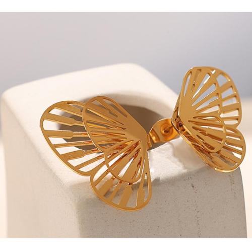 Boucles d'oreilles en acier titane, Placage de couleur d'or, bijoux de mode, doré, Vendu par paire