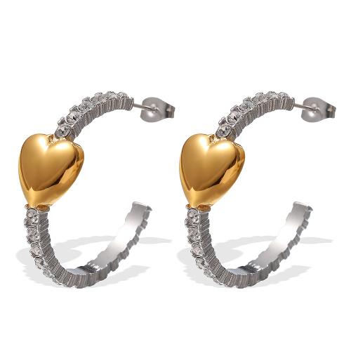 Boucles d'oreilles en acier titane, Placage, bijoux de mode & avec strass, couleurs mélangées, Vendu par paire