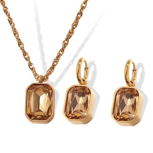 Ensemble de bijoux en acier de titane, Acier titane, Placage de couleur d'or, bijoux de mode & styles différents pour le choix, doré, Vendu par PC