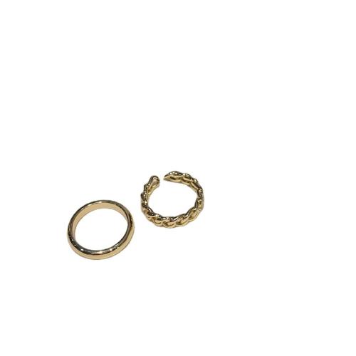 Zinklegierung Ring Set, plattiert, 2 Stück & verschiedene Stile für Wahl & für Frau, Größe:6-8, verkauft von setzen