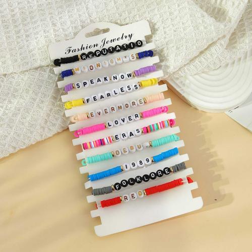 argile de polymère Set de bracelet, avec alliage de zinc & Acrylique, unisexe & styles différents pour le choix Environ 6.9 pouce, Vendu par fixé