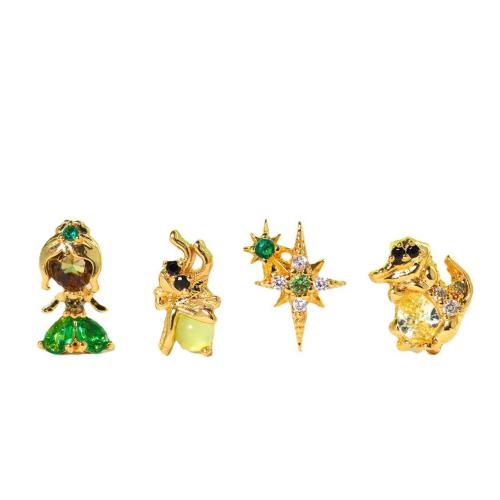 laiton Stud Set, Placage, pavé de micro zircon & pour femme, plus de couleurs à choisir, 10mm, Vendu par fixé