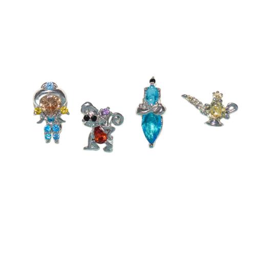 laiton Stud Set, Placage, pavé de micro zircon & pour femme, plus de couleurs à choisir, earring length 5-20mm, Vendu par fixé