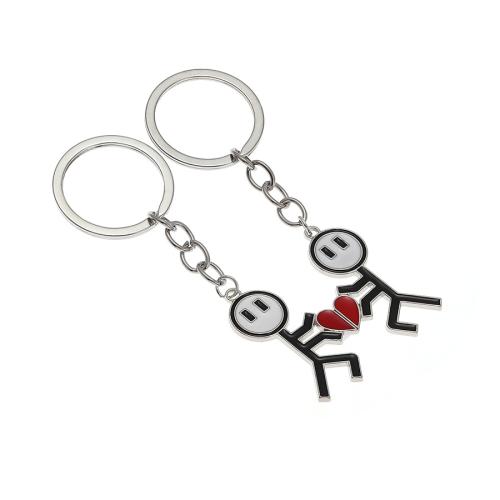 Zinc Alloy Key Clasp, Cartoon, plated, 2 pieces & for couple & enamel 70mm 