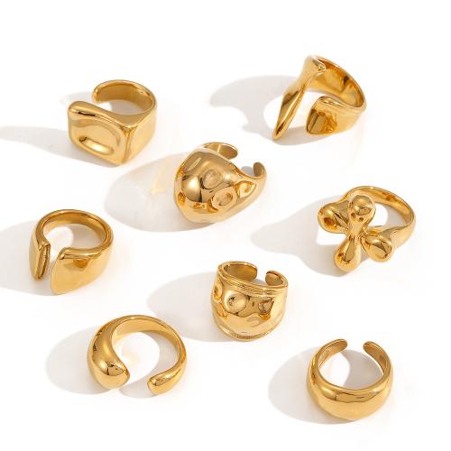 Anillos de Acero Inoxidable, acero inoxidable 304, chapado en color dorado, Joyería, dorado, Vendido por UD