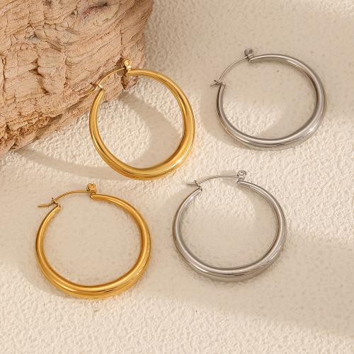 Boucle d'oreille en acier inoxydable Hoop, Acier inoxydable 304, Placage de couleur d'or, bijoux de mode, plus de couleurs à choisir, Vendu par paire