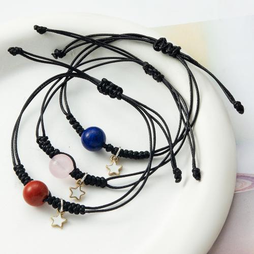 Mode créer Bracelets cordon de cire, corde de cire, avec Pierre naturelle & alliage de zinc, Placage, Réglable & bijoux de mode & unisexe, plus de couleurs à choisir, 140/ Vendu par brin