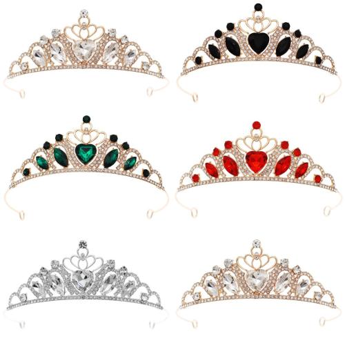 Couronne impériale de mariée, alliage de zinc, Placage de couleur d'or, bijoux de mode & avec strass, plus de couleurs à choisir, Vendu par PC