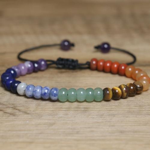 Gemstone Bracelets, Natural Stone, with Knot Cord, fashion jewelry, mixed colors .5 cm 