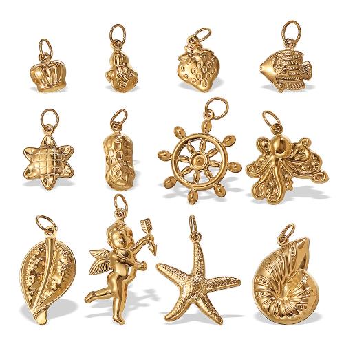 Pendentifs en acier inoxydable, Acier inoxydable 304, Placage, DIY & styles différents pour le choix, doré, Vendu par PC