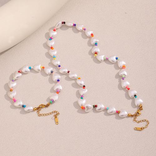 Conjuntos de joyería de acero inoxidable, acero inoxidable 304, con Acrílico, hecho a mano, diferentes estilos para la opción & para mujer, multicolor, Vendido por UD