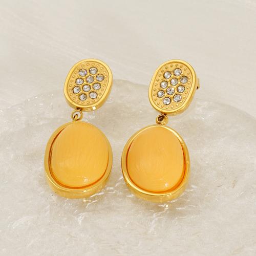 Boucle d'oreille goutte inox, Acier inoxydable 304, Plaqué or 18K, bijoux de mode & styles différents pour le choix & pour femme, Vendu par paire