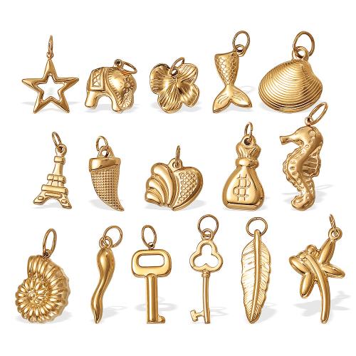 Pendentifs en acier inoxydable, Acier inoxydable 304, Placage, DIY & styles différents pour le choix, doré, Vendu par PC