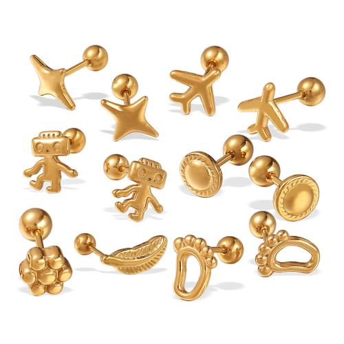 Серьги из нержавеющей стали, Нержавеющая сталь 304, Другое покрытие, ювелирные изделия моды & разные стили для выбора & Женский, Золотой, продается Пара